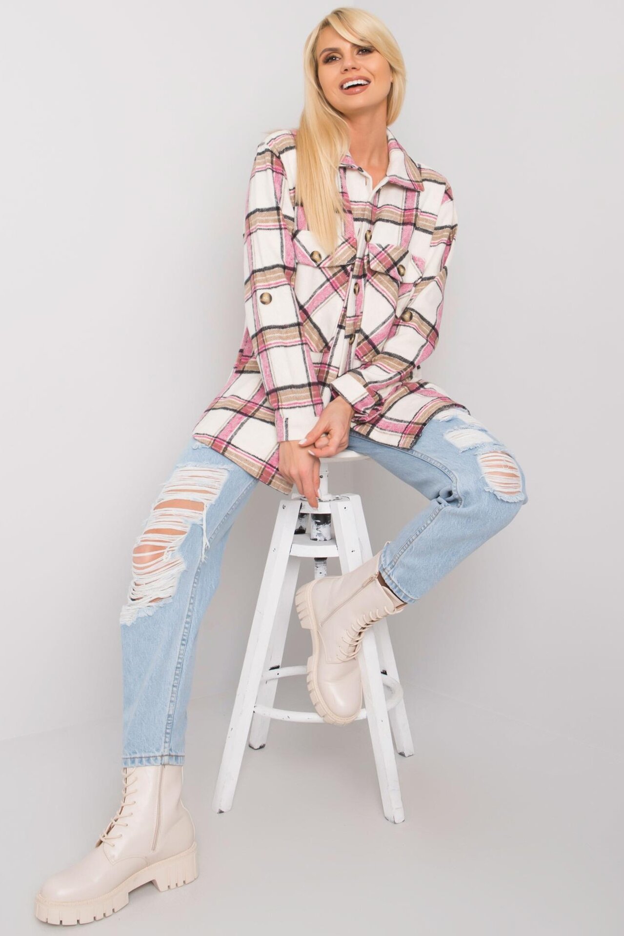 Károvaná košeľa Cypher ružová