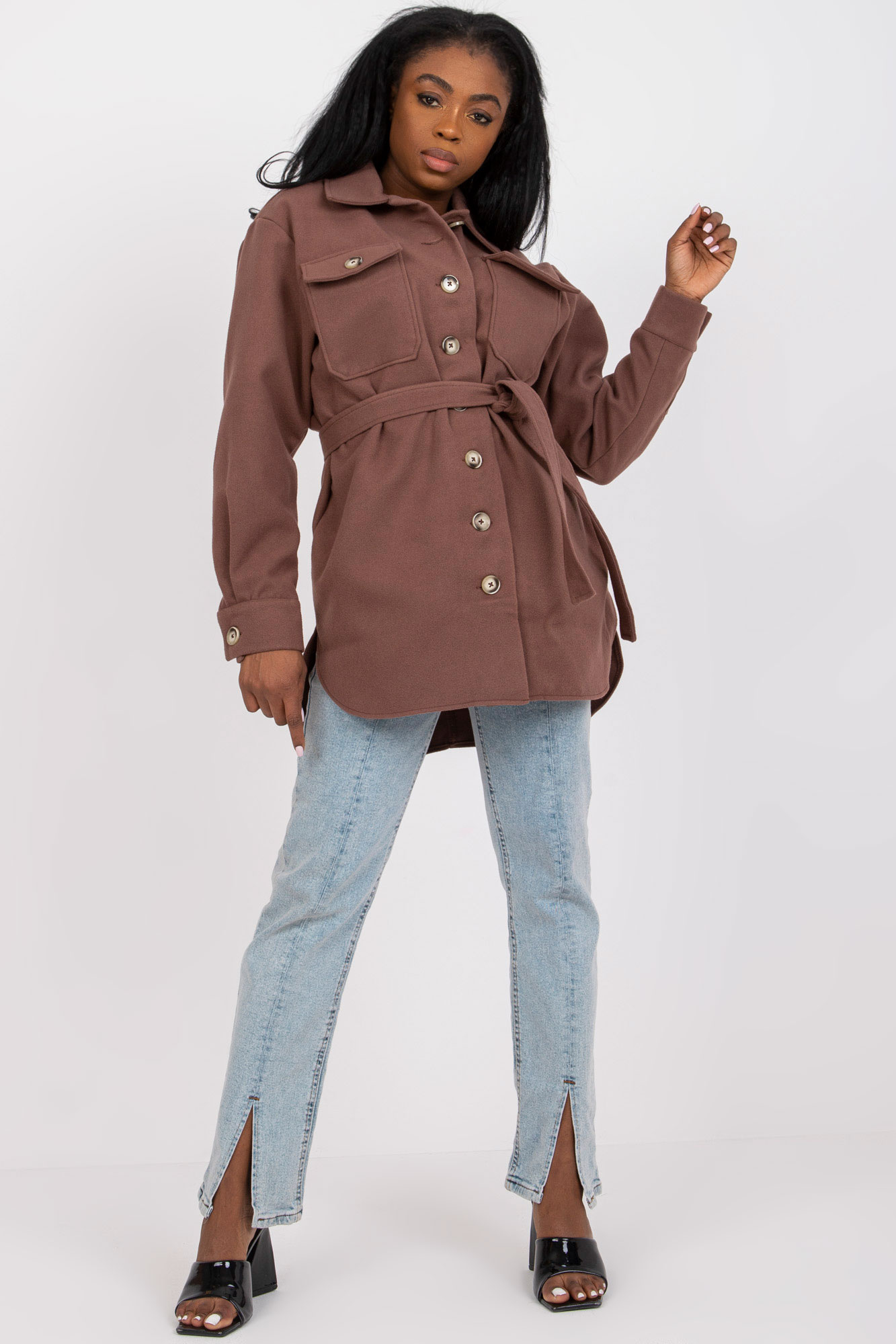 Hnedá košeľa s opaskom Olesia