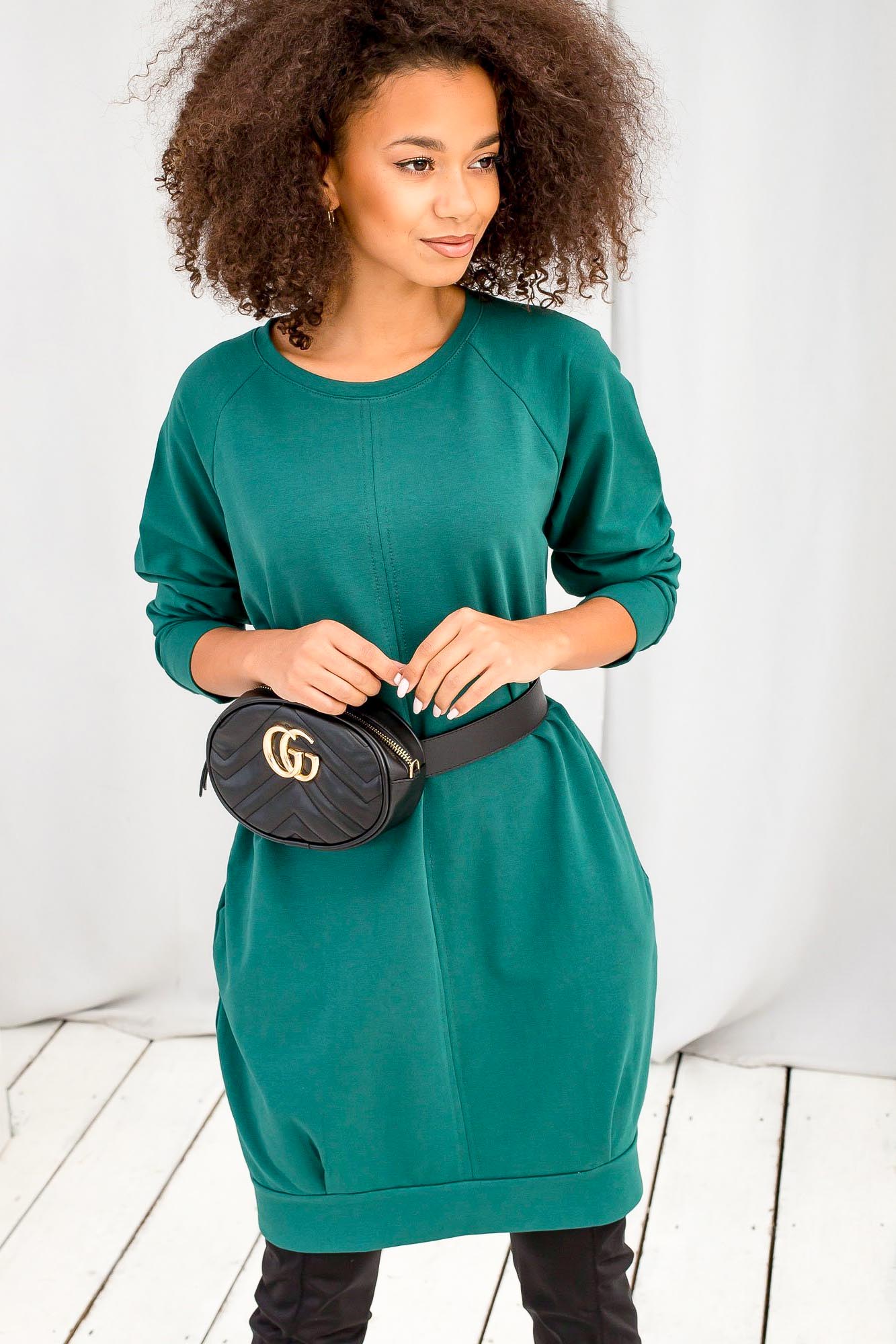 PLANETA-MODY Zelené teplákové šaty Cristine, Veľkosť L/XL