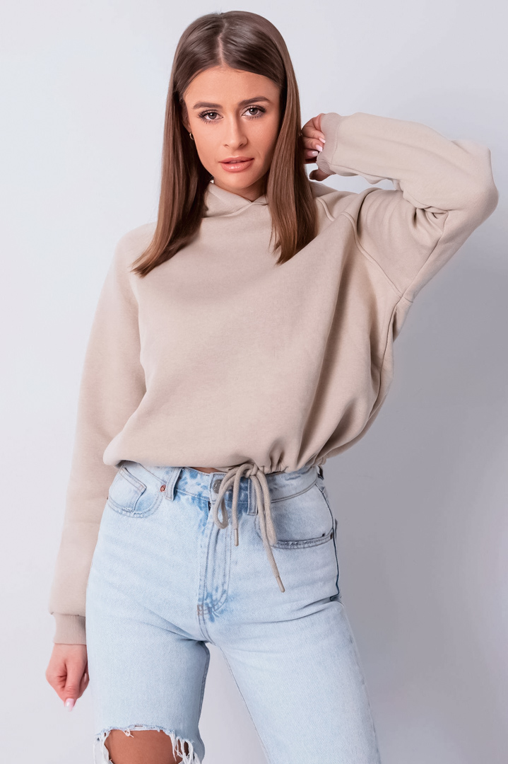 PLANETA-MODY Béžová zateplená mikina Nicole, Veľkosť L (40) – Obrázok 2