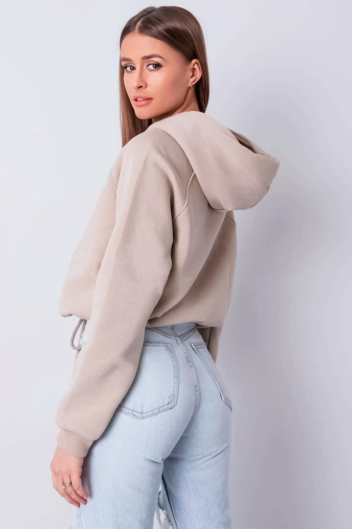 PLANETA-MODY Béžová zateplená mikina Nicole, Veľkosť L (40) – Obrázok 4