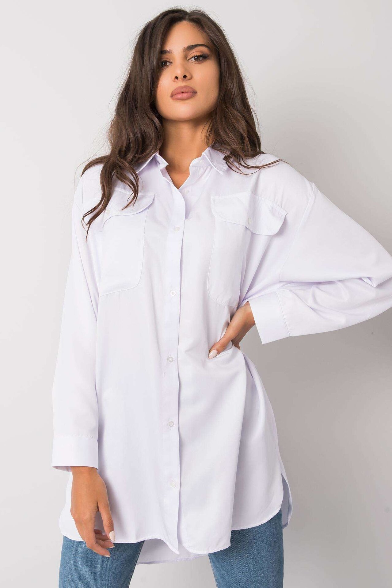 Biela predĺžená košeľa Cathy