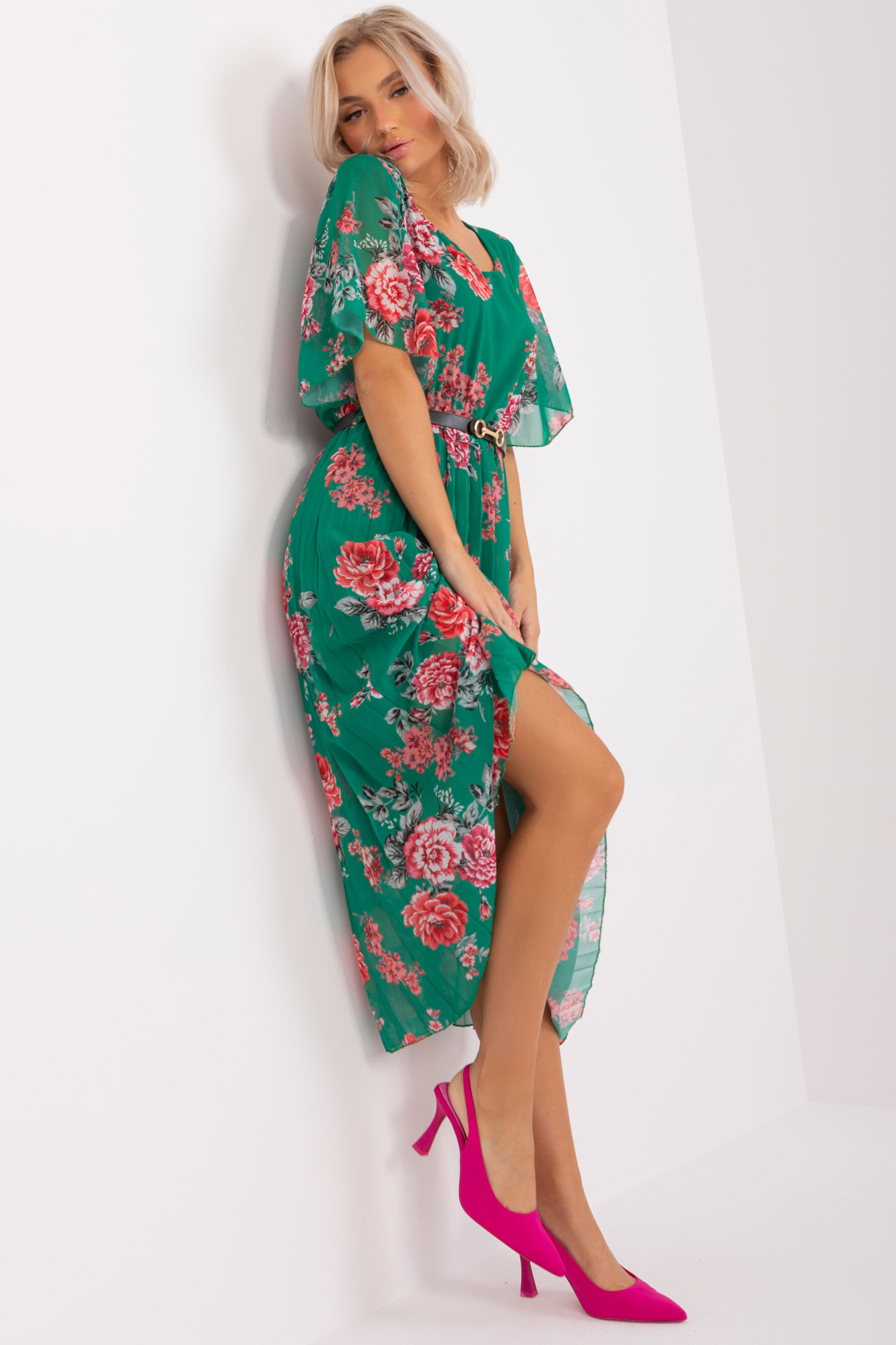 Zelené kvetinové šaty Forina