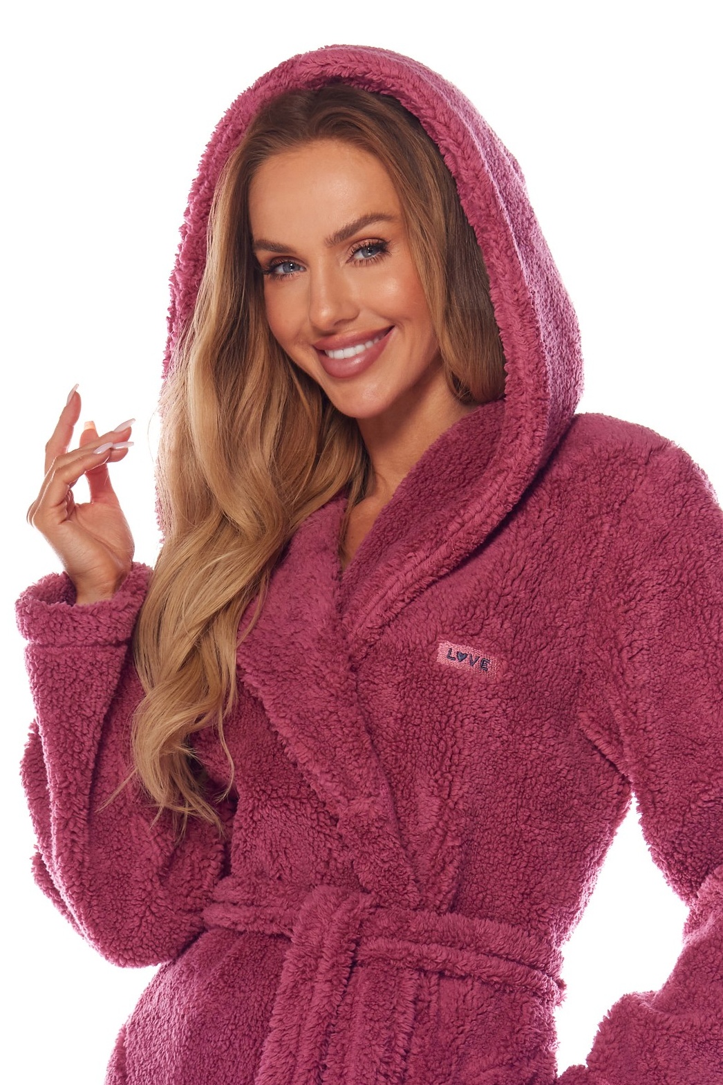 PLANETA-MODY Malinovo-ružový župan BRANDI, Veľkosť L (40) – Obrázok 4