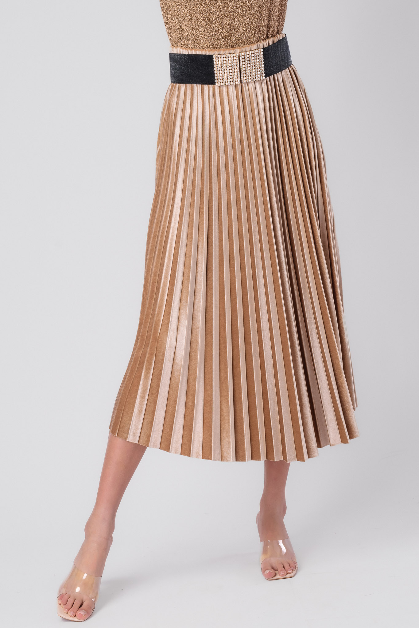 Velúrová béžová sukňa Modena