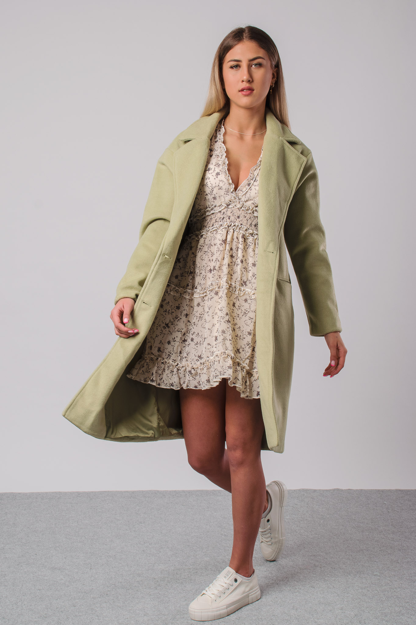 Svetlozelený oversize kabát Daphne