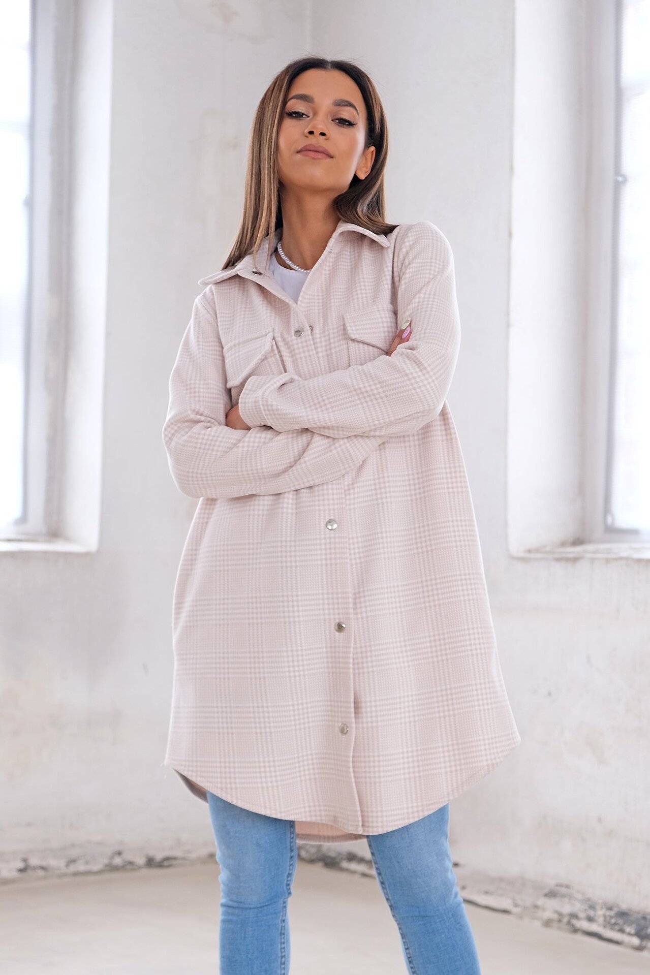 Dlhá béžová košeľa Lunna