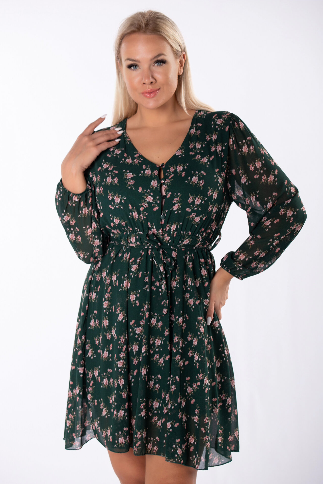 Tmavozelené šifónové šaty Mariela