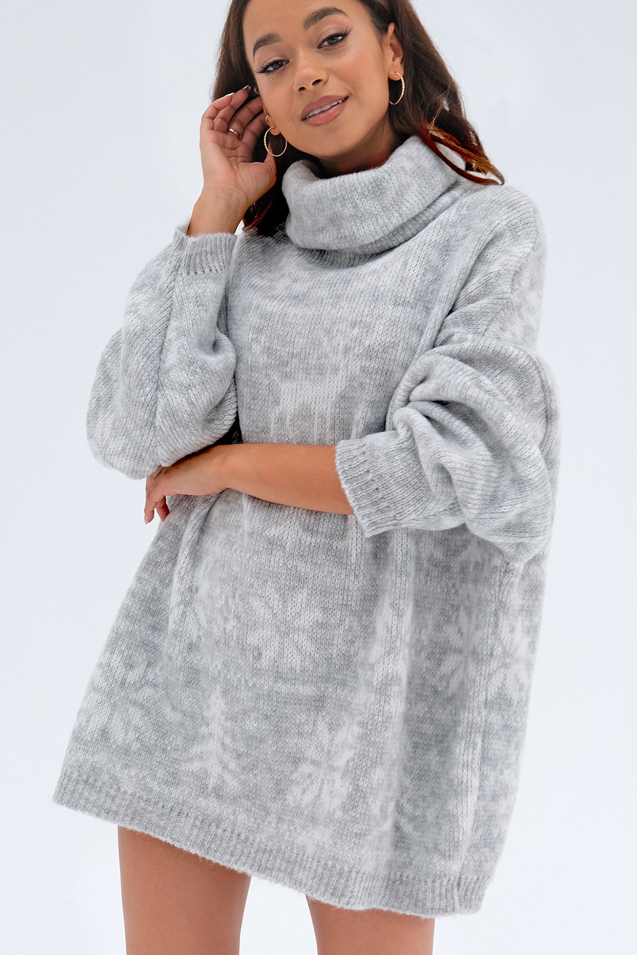 Vianočný oversize rolák Freez sivý