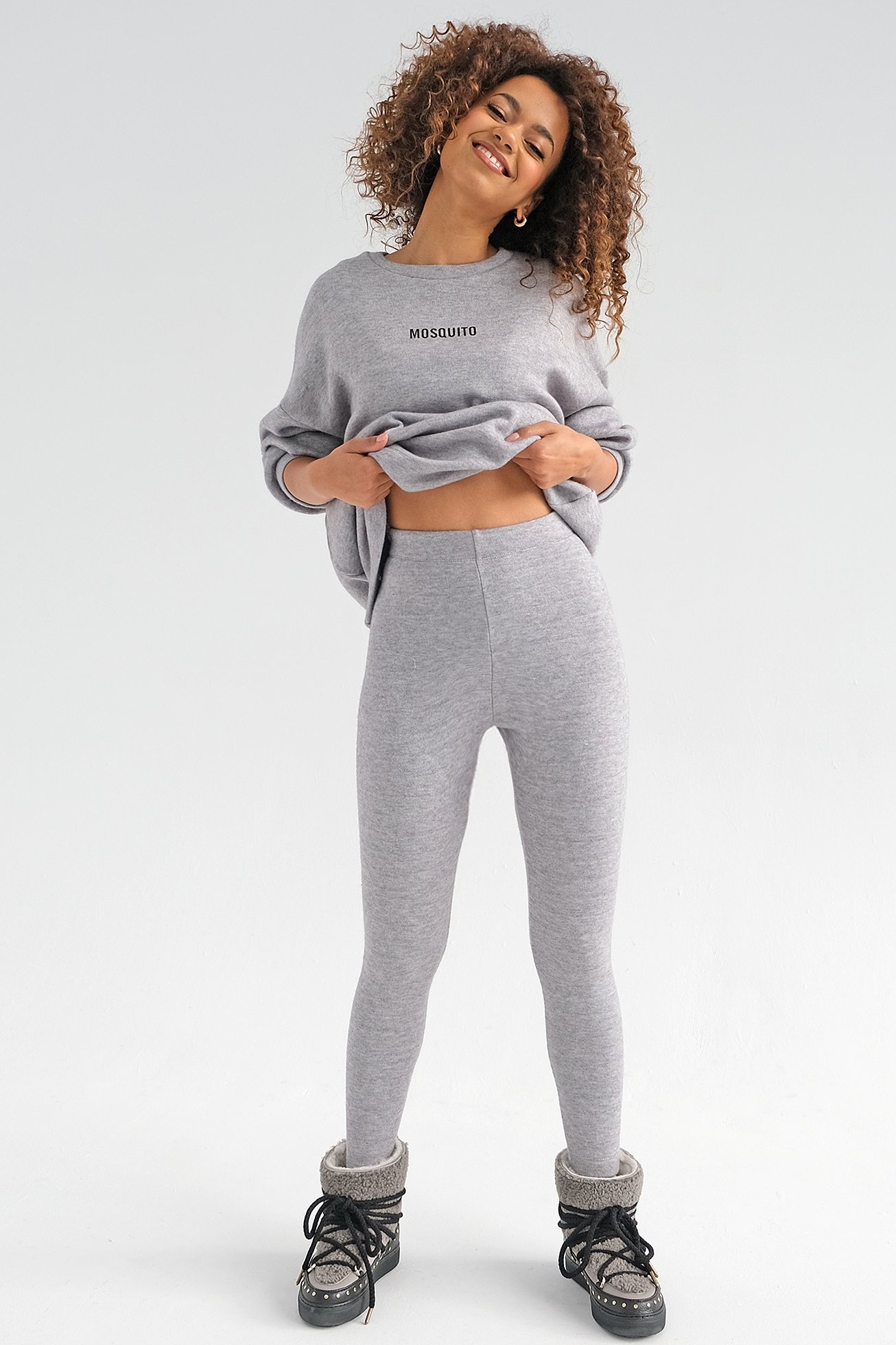 Sivé oteplené legíny MOSLY