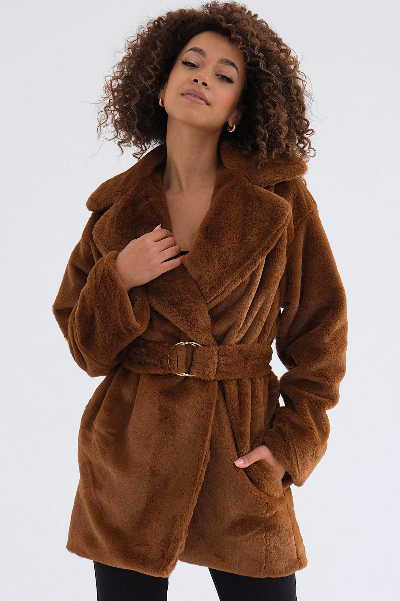 Kožušinový kabát Osha hnedý