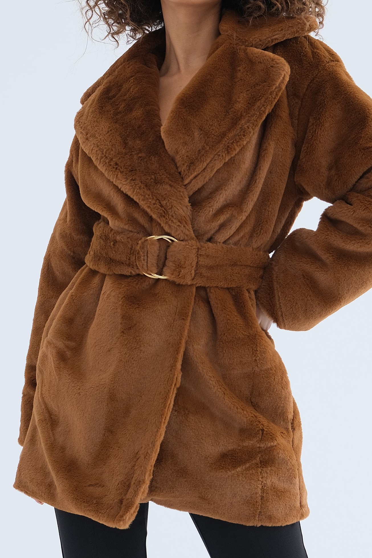Kožušinový kabát Osha hnedý