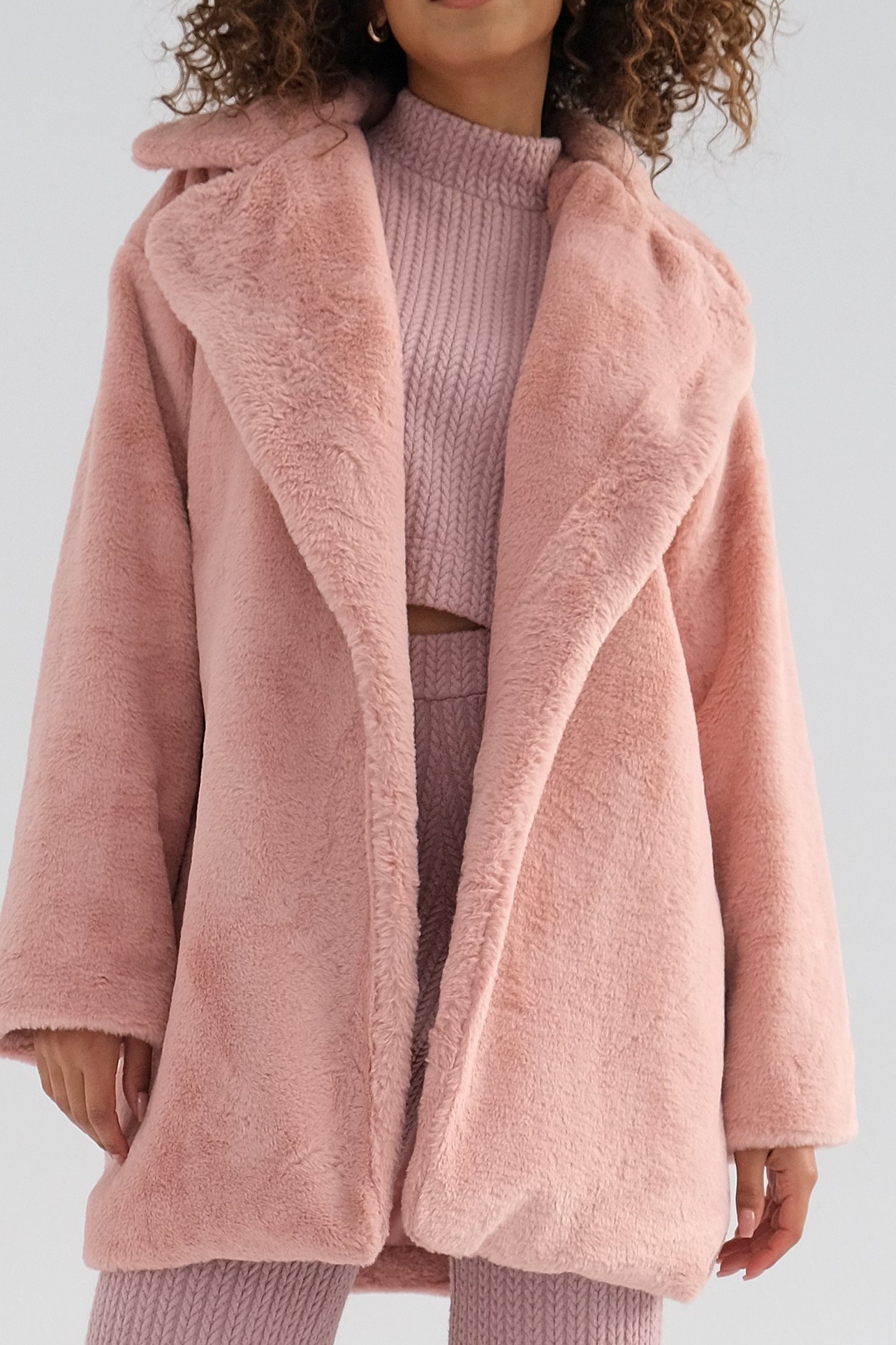 Kožušinový kabát Osha púdrový