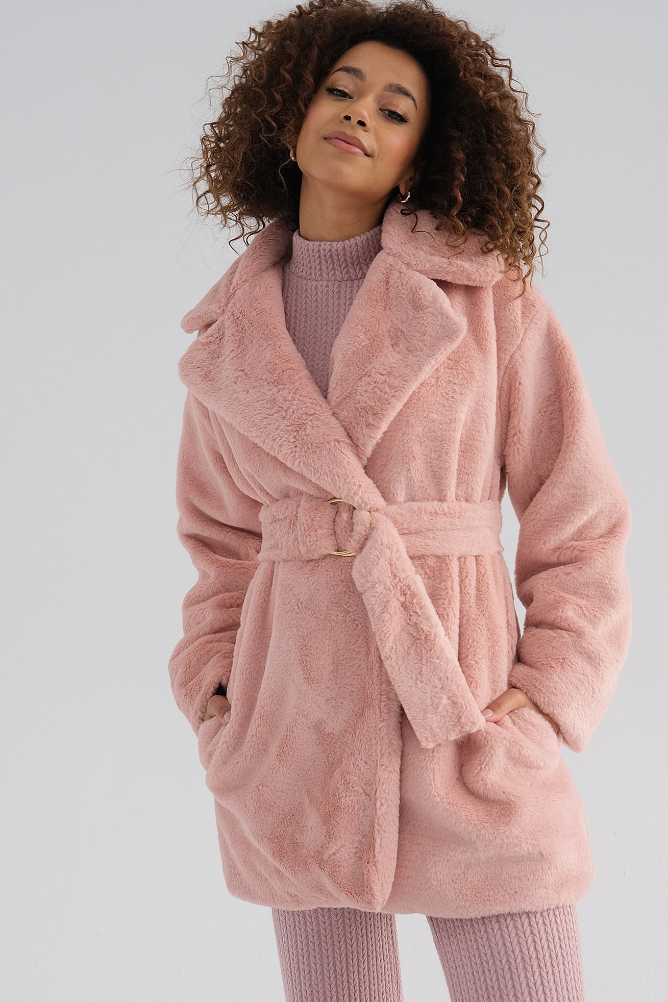 Kožušinový kabát Osha púdrový