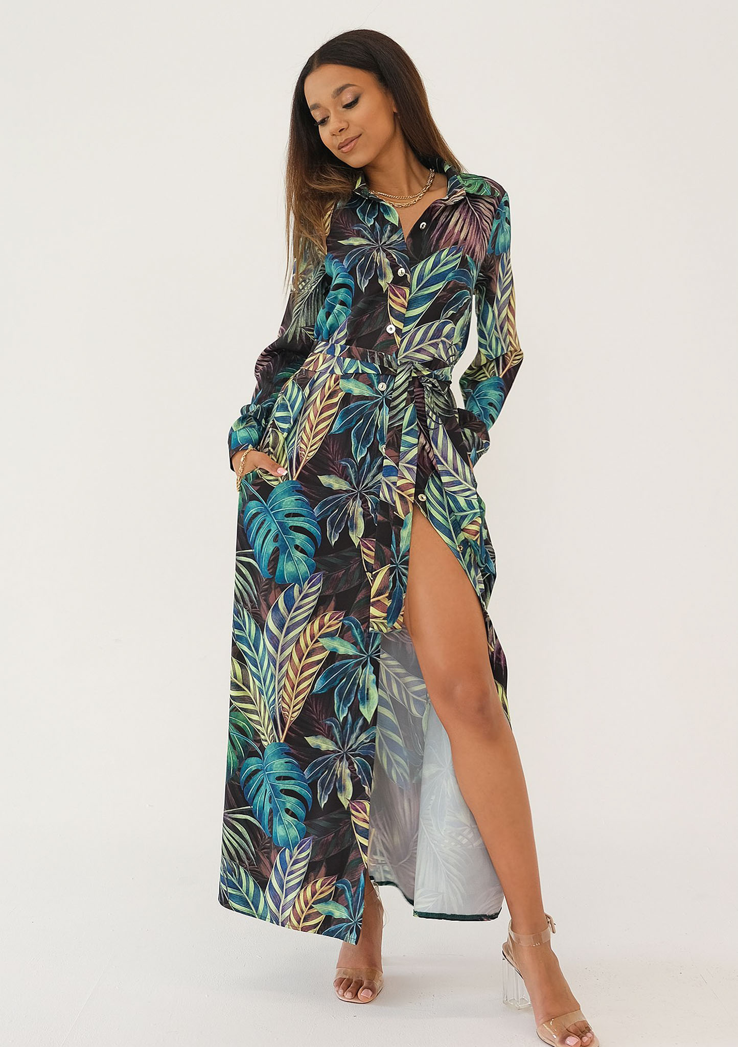 Maxi košeľové šaty Sofia