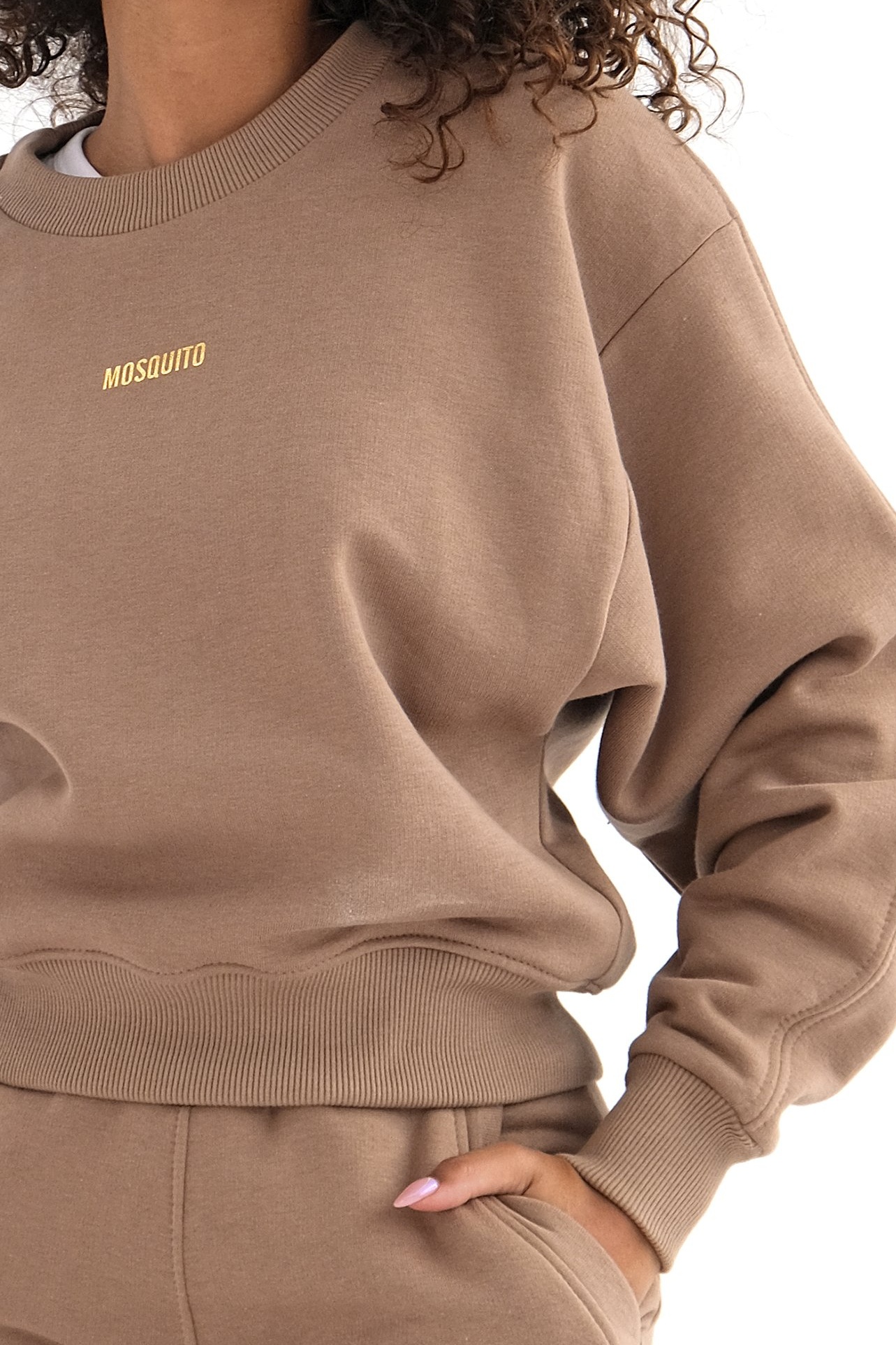 Béžová krátka mikina Venice Coffee