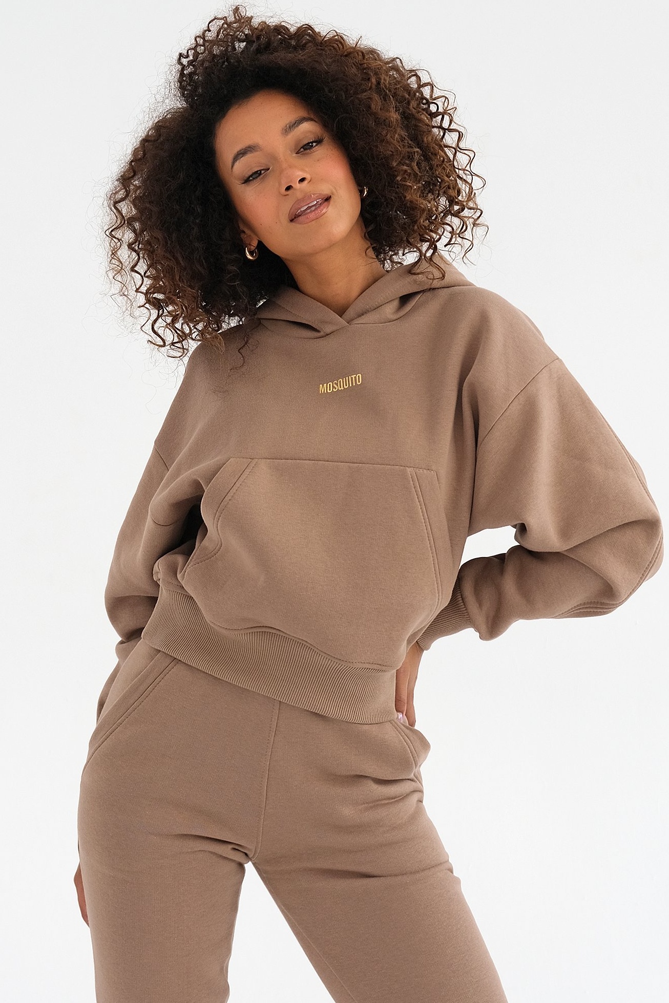 Béžová mikina s kapucňou Venice Coffee