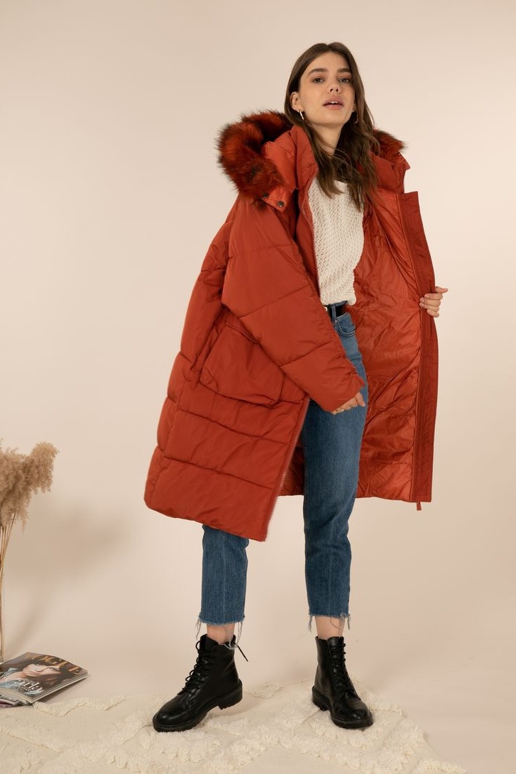 Tehlová oversize bunda Attrait