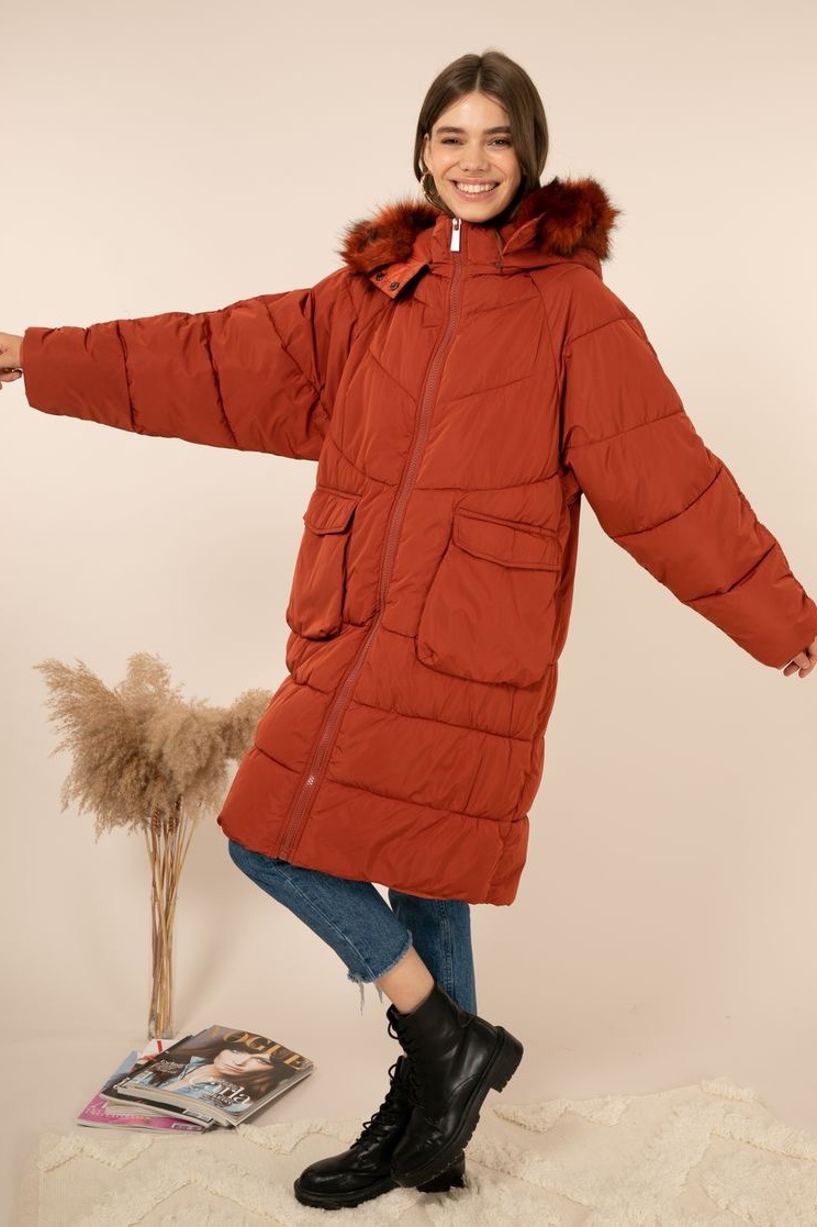 Tehlová oversize bunda Attrait