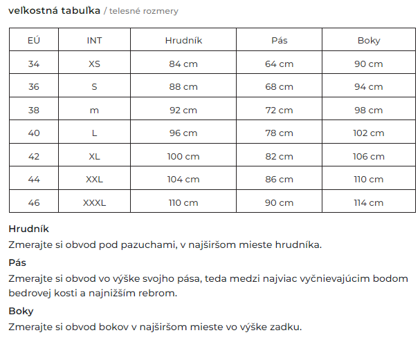 veľkostná tabuľka