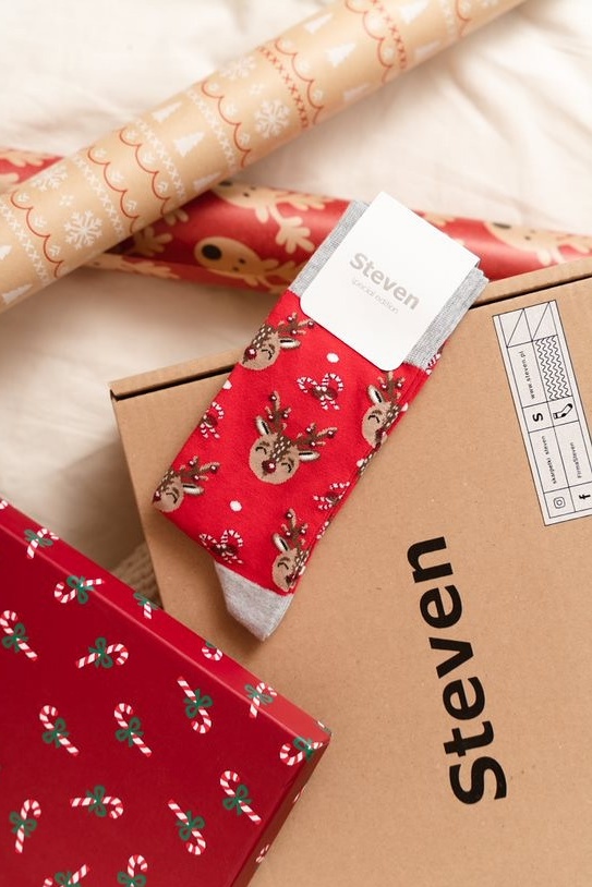 PLANETA-MODY Vianočné červené ponožky, Veľkosť 38-40