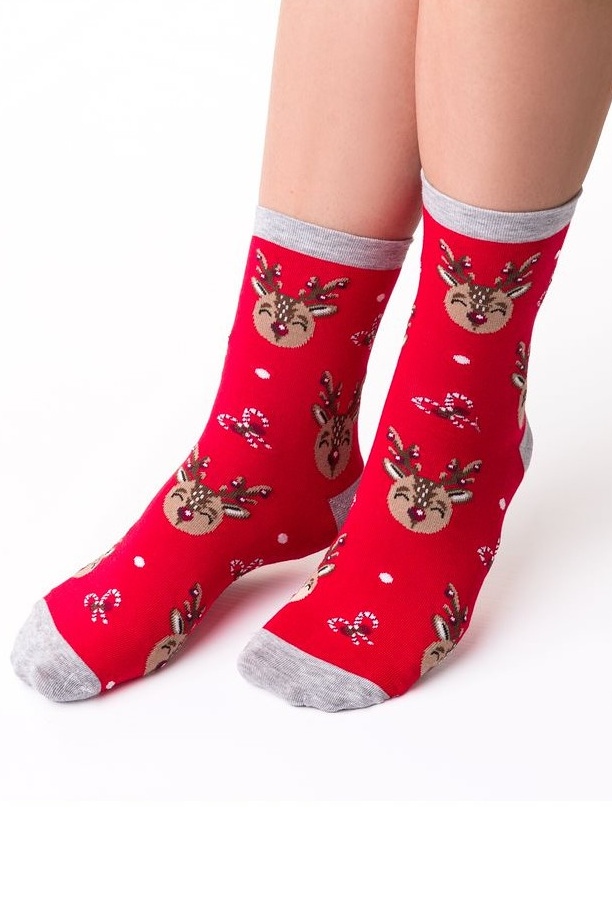 PLANETA-MODY Vianočné červené ponožky, Veľkosť 38-40