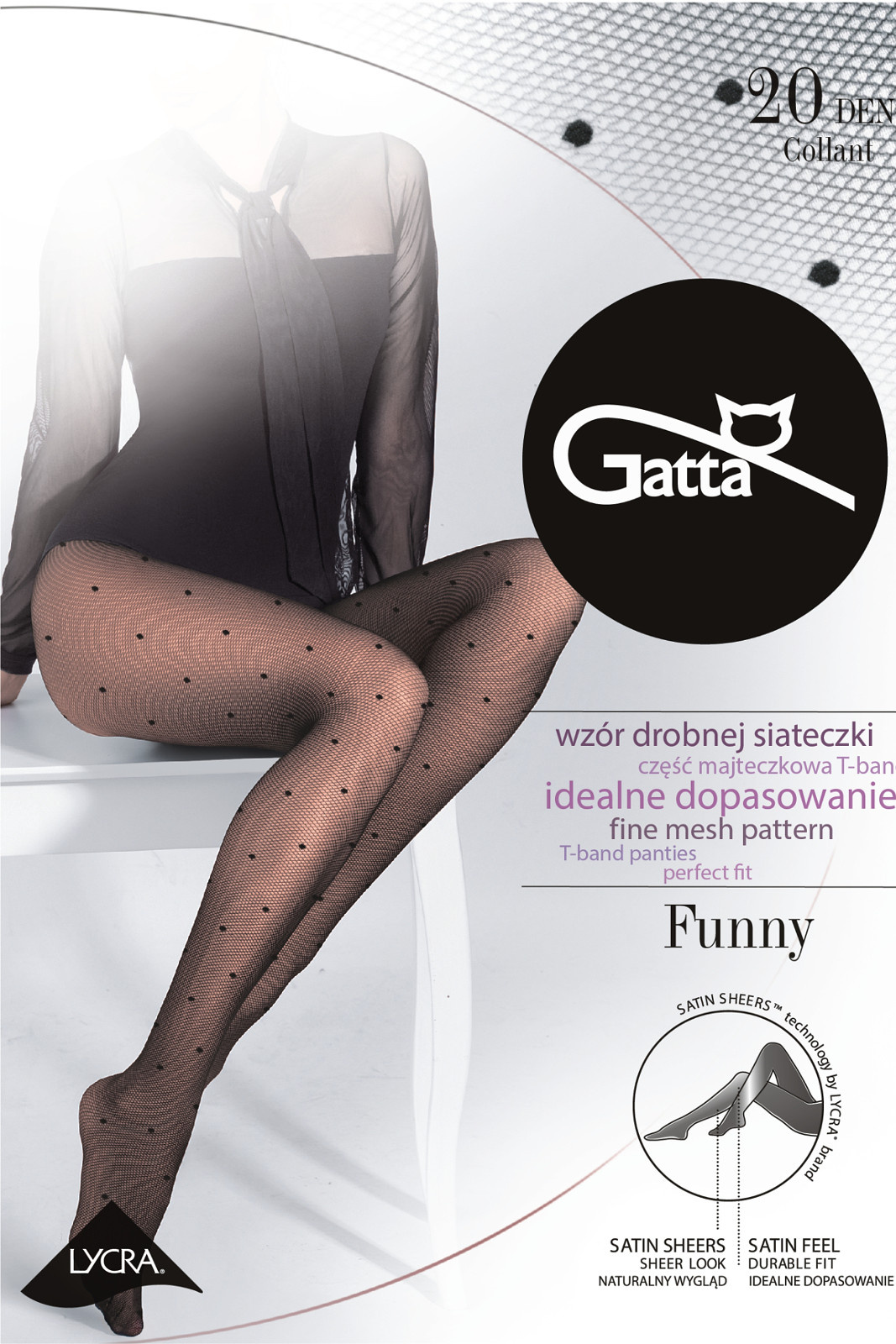 PLANETA-MODY Čierne pančuchy FUNNY, Veľkosť XL (42)