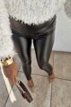Čierne koženkové legíny LEATHER