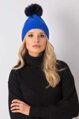 Kráľovská modrá pletená čiapka s bmrbolcom