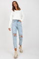 Bledomoré roztrhané Mom Jeans