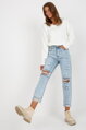 Bledomoré roztrhané Mom Jeans