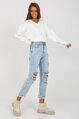 Bledomoré roztrhané Mom Jeans
