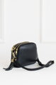 Čierna kožená crossbody kabelka