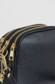 Čierna kožená crossbody kabelka