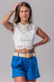 Biely krajkovaný crop top Zana