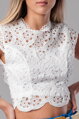 Biely krajkovaný crop top Zana