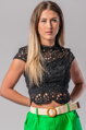 Čierny krajkovaný crop top Zana