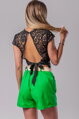Čierny krajkovaný crop top Zana