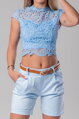 Svetlomodrý krajkovaný crop top Zana