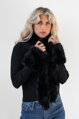 Čierny sveter s kožušinkou Zaffa