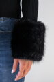 Čierny sveter s kožušinkou Zaffa