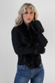 Čierny sveter s kožušinkou Zaffa