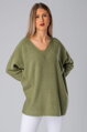 Khaki oversize pulóver Candy