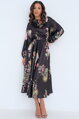 Saténové šaty Black Floral