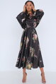 Saténové šaty Black Floral
