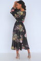 Saténové šaty Black Floral