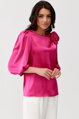 Saténový top s kvetom Giana fuchsia