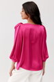 Saténový top s kvetom Giana fuchsia