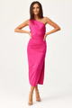 Saténové midi šaty Celine fuchsia