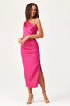 Saténové midi šaty Celine fuchsia
